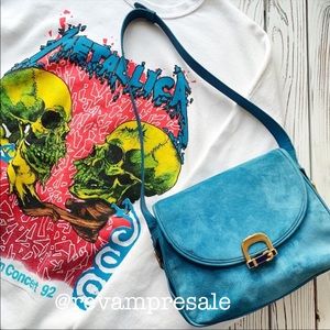 VINTAGE GUCCI RARE 60's PEACOCK BLUE SUEDE BAG